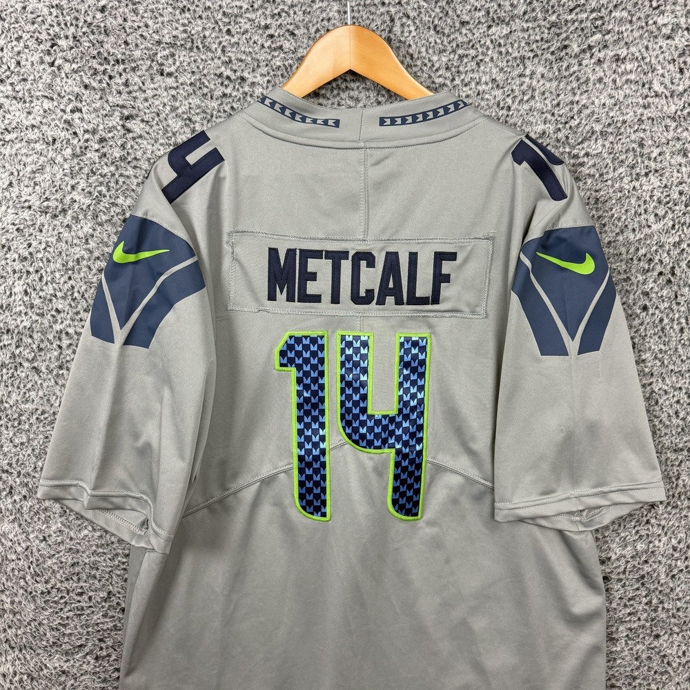 Seattle Seahawks Jersey Mens Large Gray NFL Football DK Metcalf #14 Nike L - Picture 13 of 16